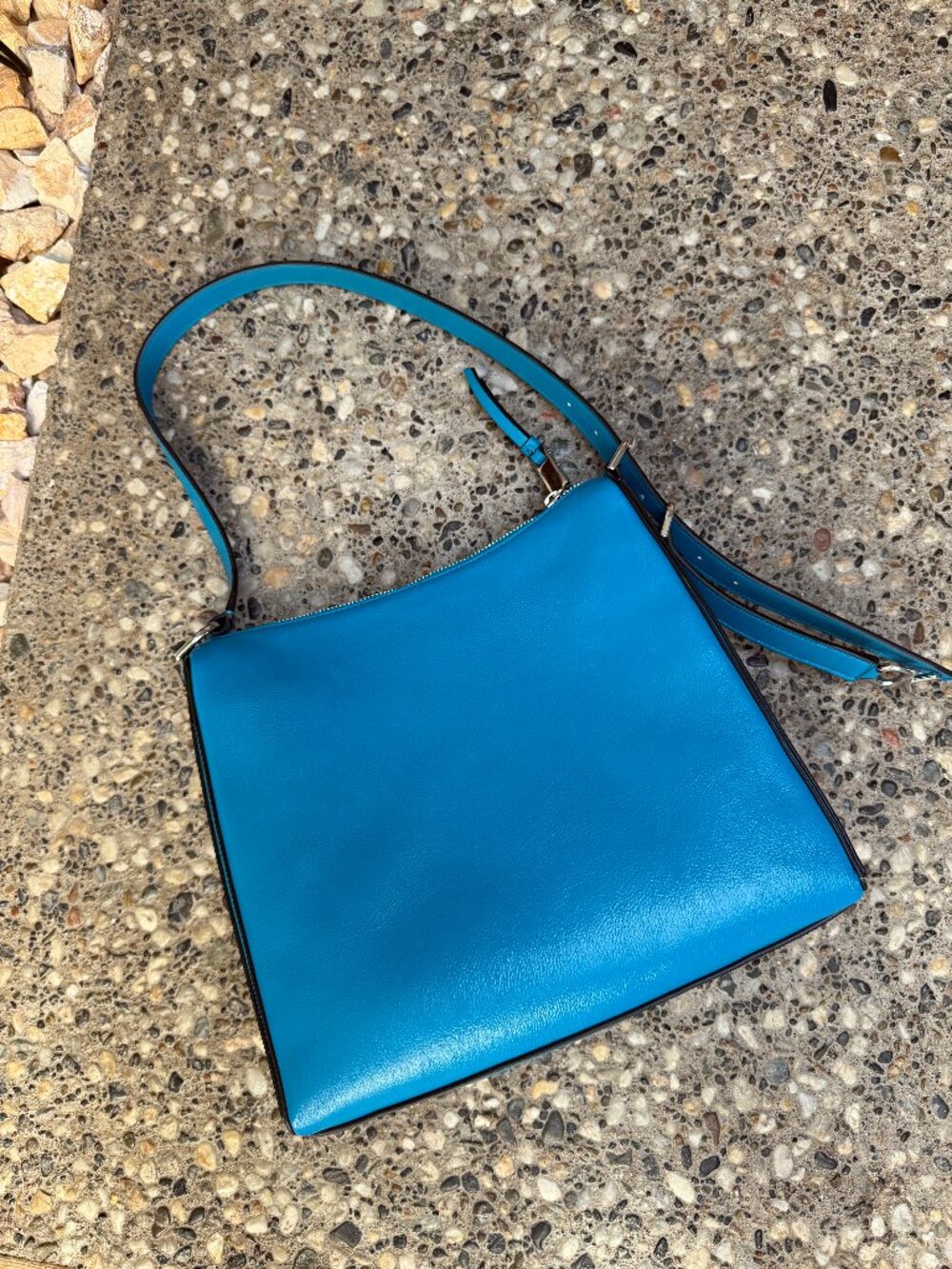 Classic Calvin Klein Bright Blue Vegan Leather Shoulder Bag
